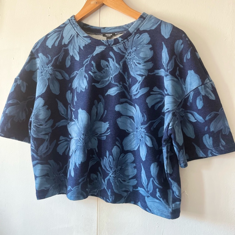 Express Navy Floral Sweatshirt